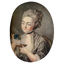Jeune femme élégante du XVIIIe siècle tenant une tasse de café, portrait raffiné emblématique du luxe et tradition française