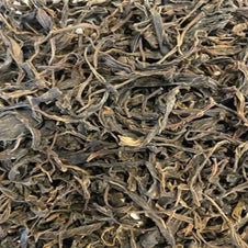 Feuilles de thé Pu'er cru Sheng Cha séchées, récolte automne Yunnan, notes végétales et zestées
