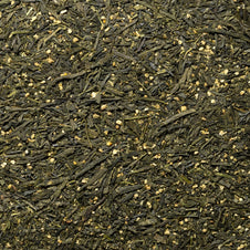 Thé vert Sencha du Japon avec écorces de yuzu, mélange aux feuilles dentelées et zestes jaunes